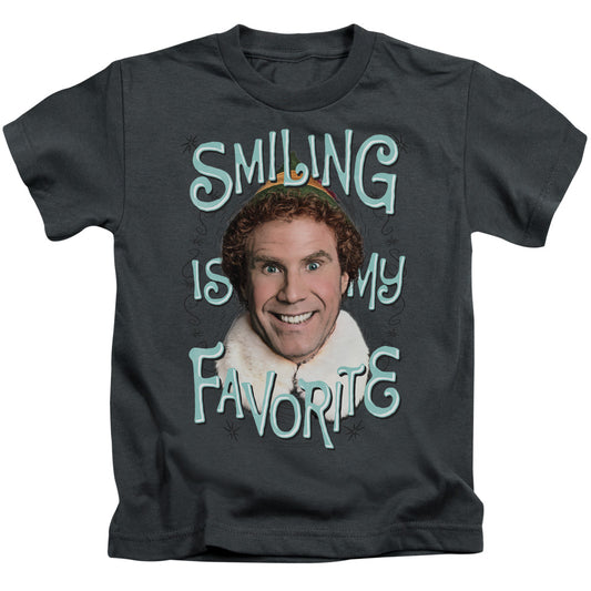 Elf Smiling Juvenile Kids Youth T Shirt Charcoal