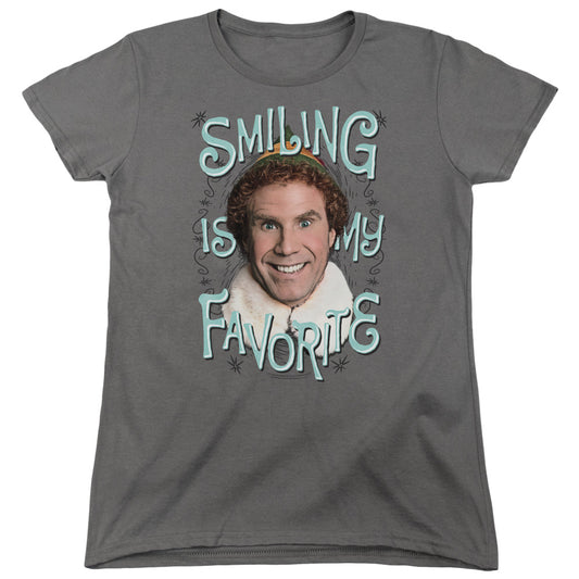 Elf Smiling Womens T Shirt Charcoal