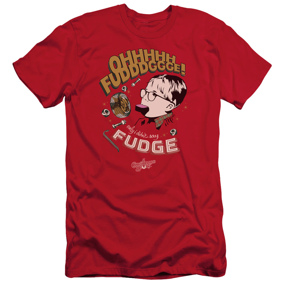 A Christmas Story Fudge Slim Fit Mens T Shirt Red