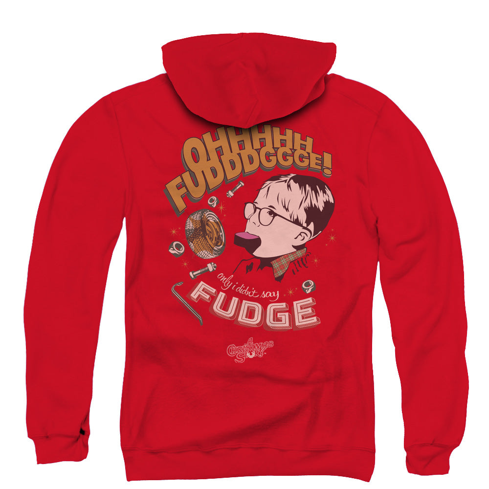 A Christmas Story Fudge Back Print Zipper Mens Hoodie Red