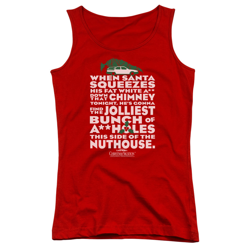 Christmas Vacation Jolliest Bunch Womens Tank Top Shirt Red