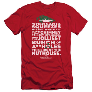 Christmas Vacation Jolliest Bunch Slim Fit Mens T Shirt Red