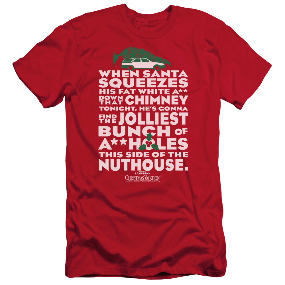 Christmas Vacation Jolliest Bunch Slim Fit Mens T Shirt Red