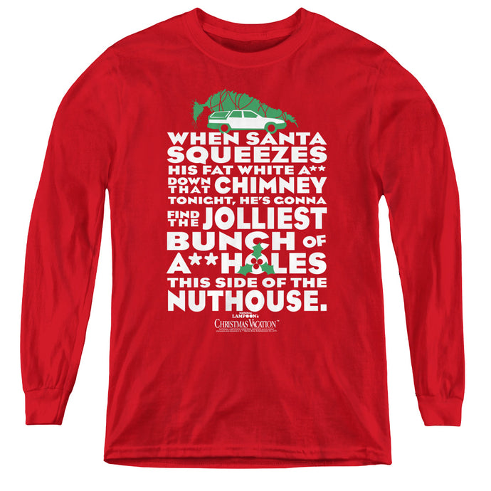 Christmas Vacation Jolliest Bunch Long Sleeve Kids Youth T Shirt Red