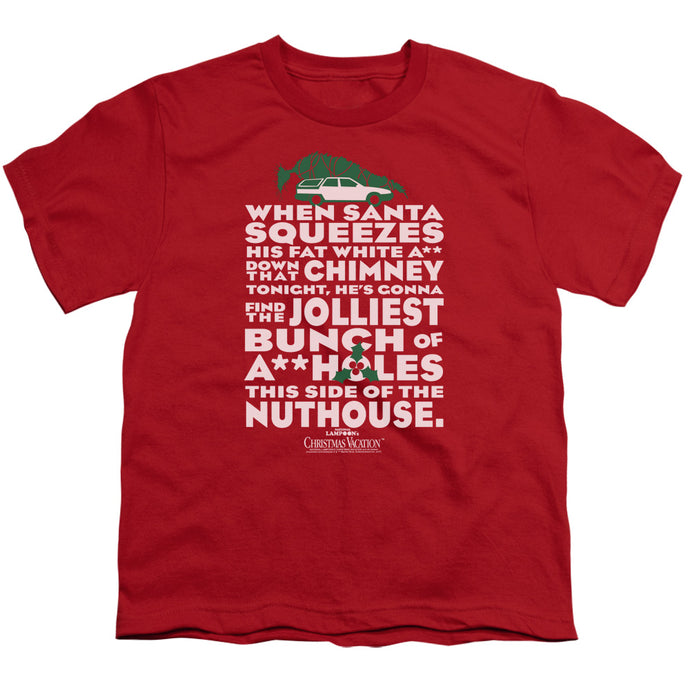 Christmas Vacation Jolliest Bunch Kids Youth T Shirt Red