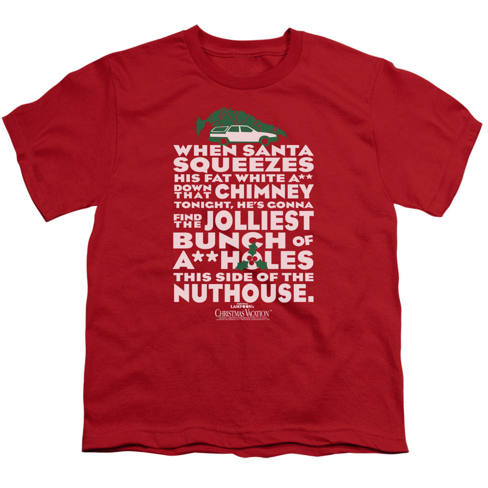 Christmas Vacation Jolliest Bunch Kids Youth T Shirt Red