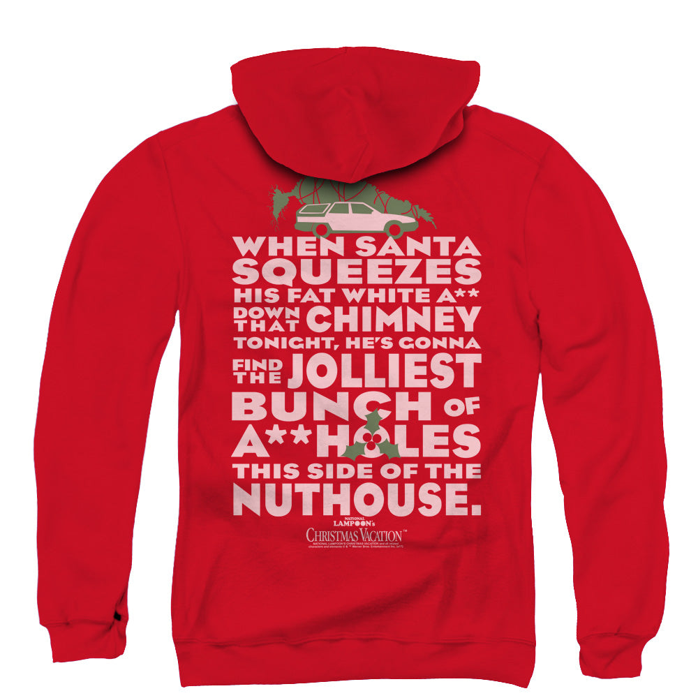 Christmas Vacation Jolliest Bunch Back Print Zipper Mens Hoodie Red