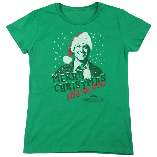 Christmas Vacation Merry Christmas Womens T Shirt Kelly Green