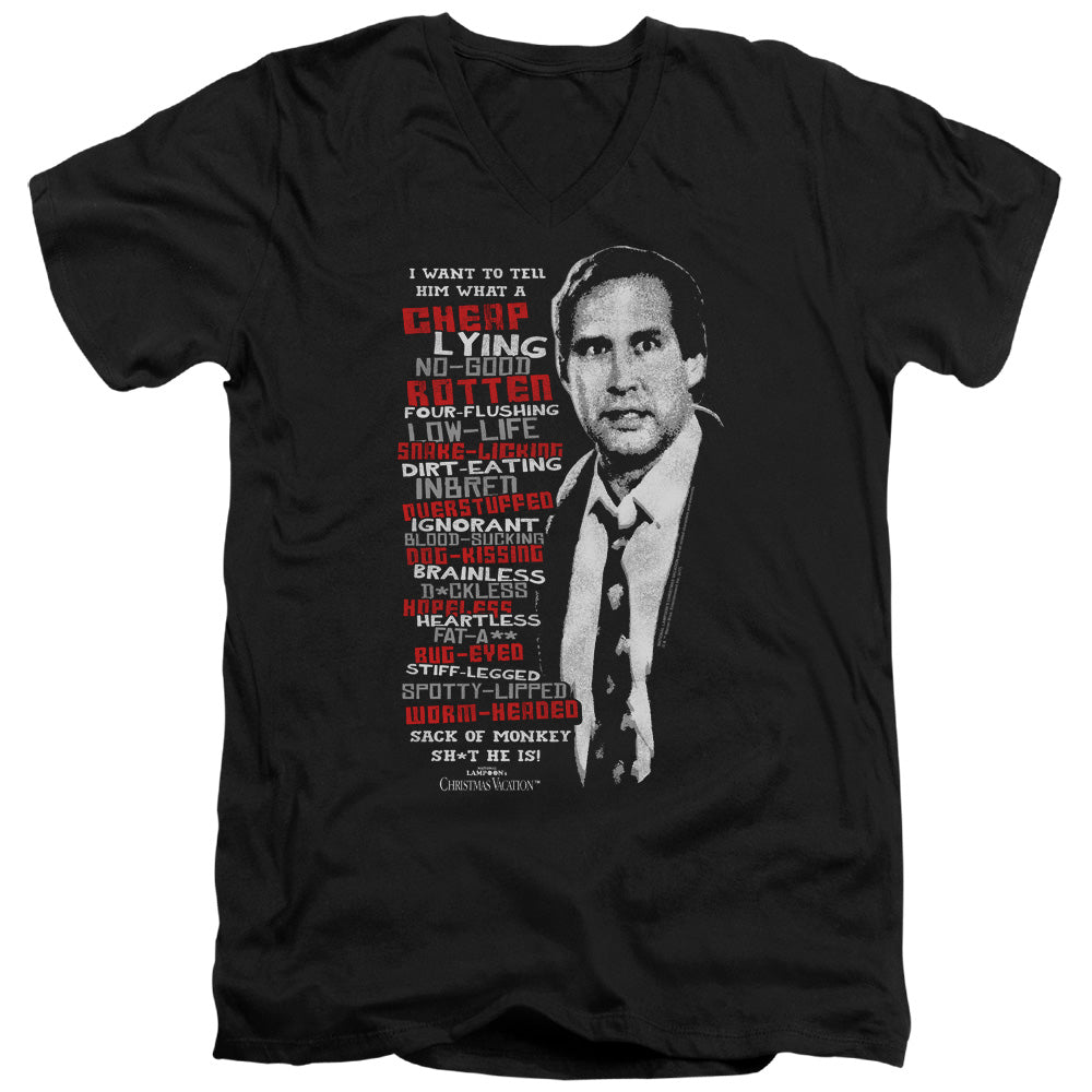 Christmas Vacation Profanities Mens Slim Fit V-Neck T Shirt Black