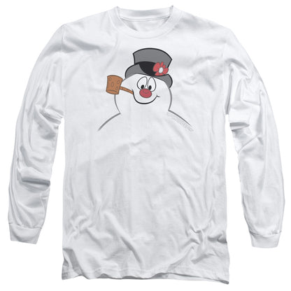 Frosty The Snowman Frosty Face Mens Long Sleeve Shirt White