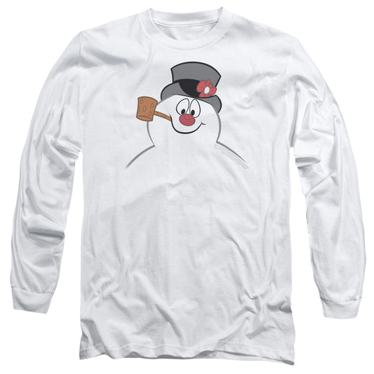 Frosty The Snowman Frosty Face Mens Long Sleeve Shirt White