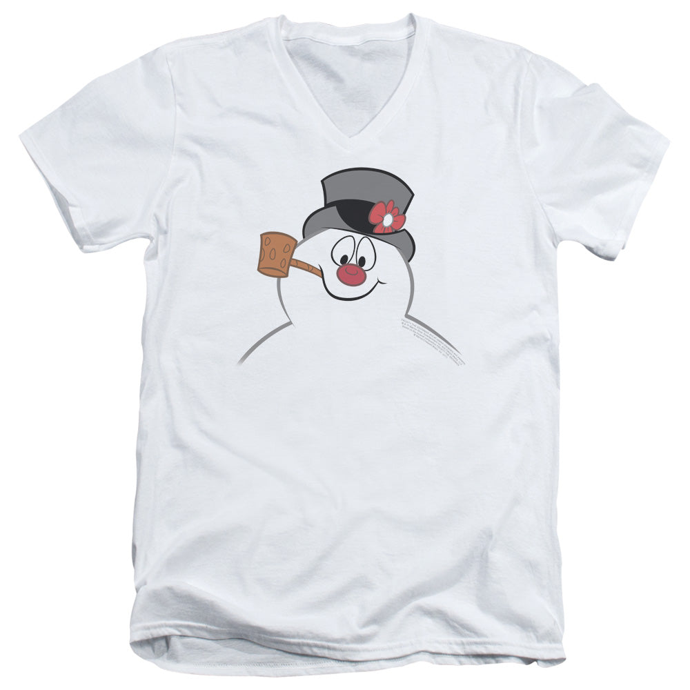 Frosty The Snowman Frosty Face Mens Slim Fit V-Neck T Shirt White