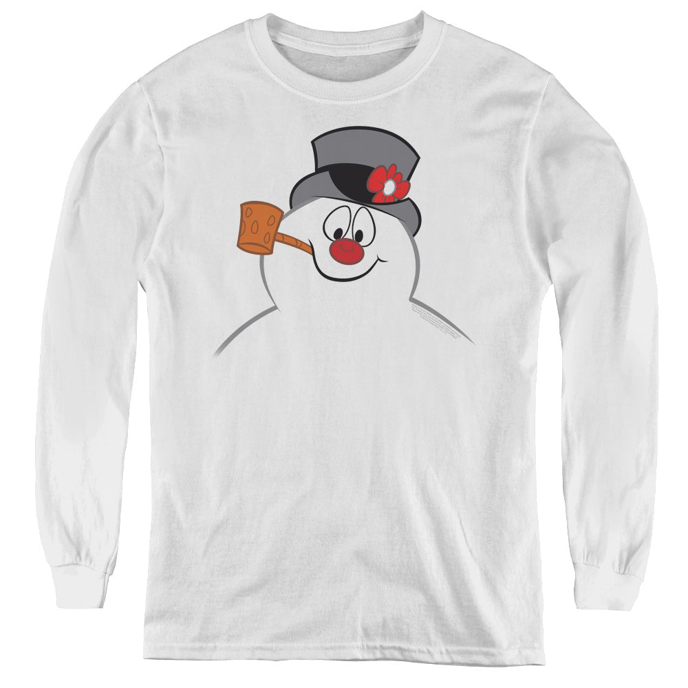 Frosty The Snowman Frosty Face Long Sleeve Kids Youth T Shirt White