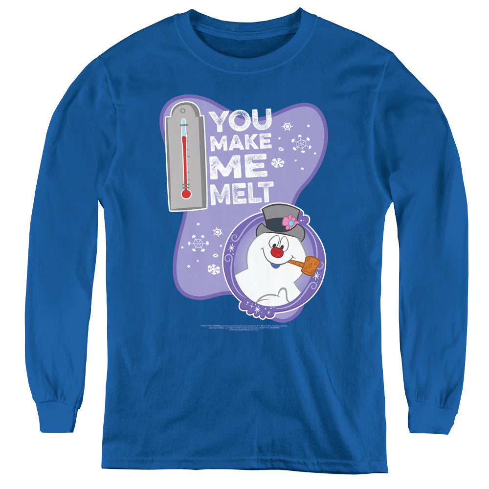 Frosty The Snowman Melt Long Sleeve Kids Youth T Shirt Royal Blue