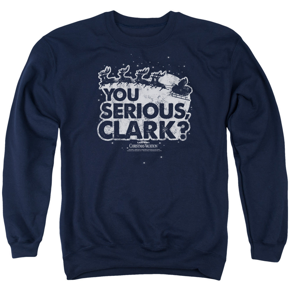 Christmas Vacation You Serious Clark Mens Crewneck Sweatshirt Navy Blue