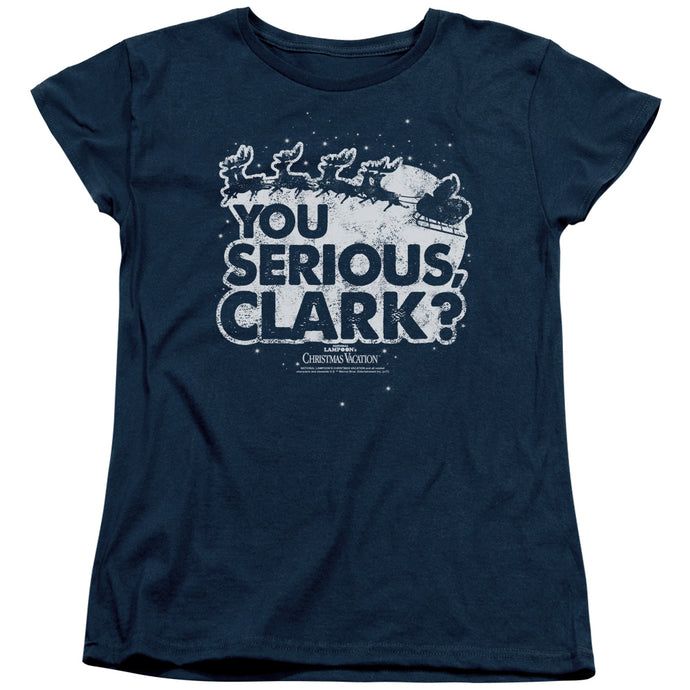 Christmas Vacation You Serious Clark Womens T Shirt Navy Blue