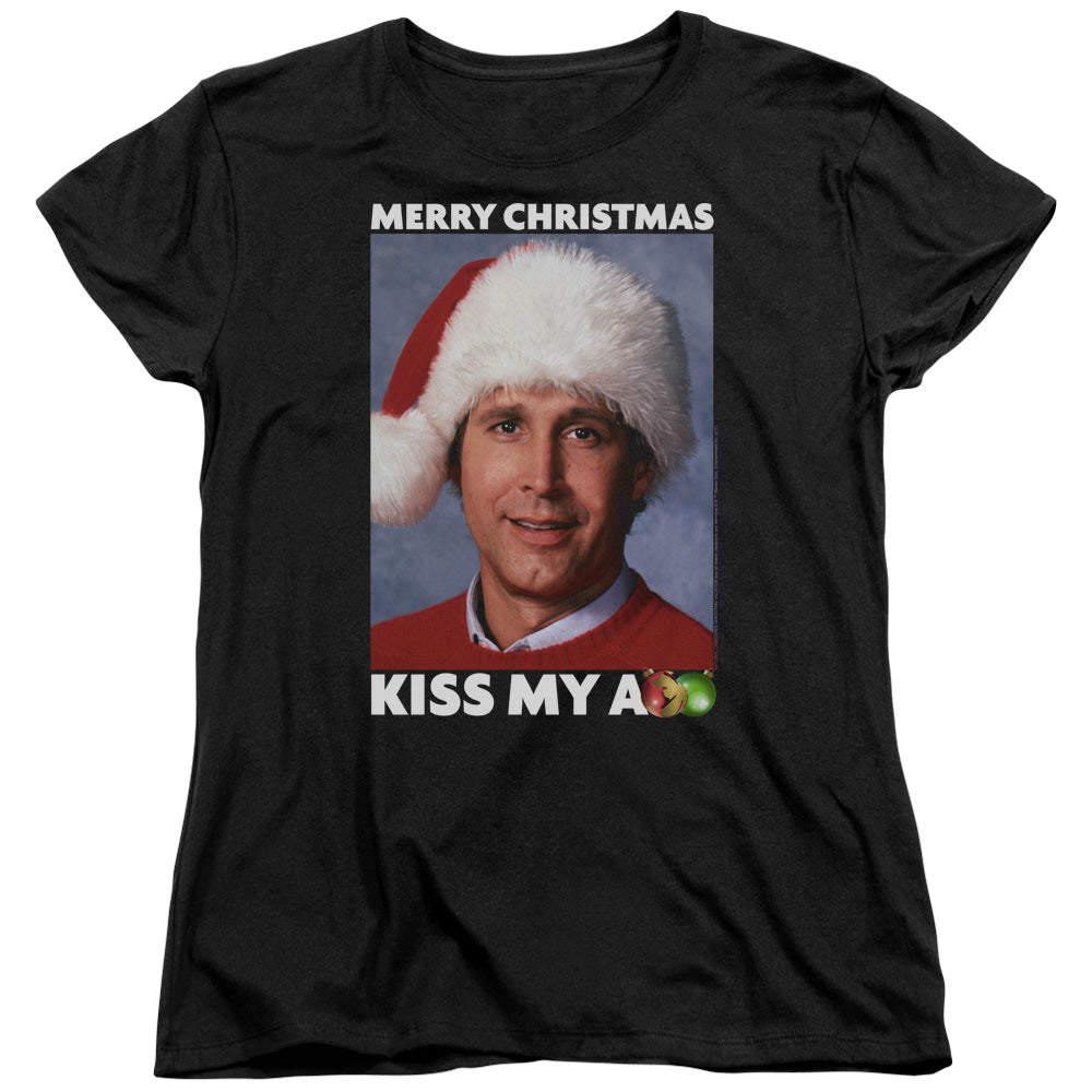 Christmas Vacation Merry Kiss Womens T Shirt Black