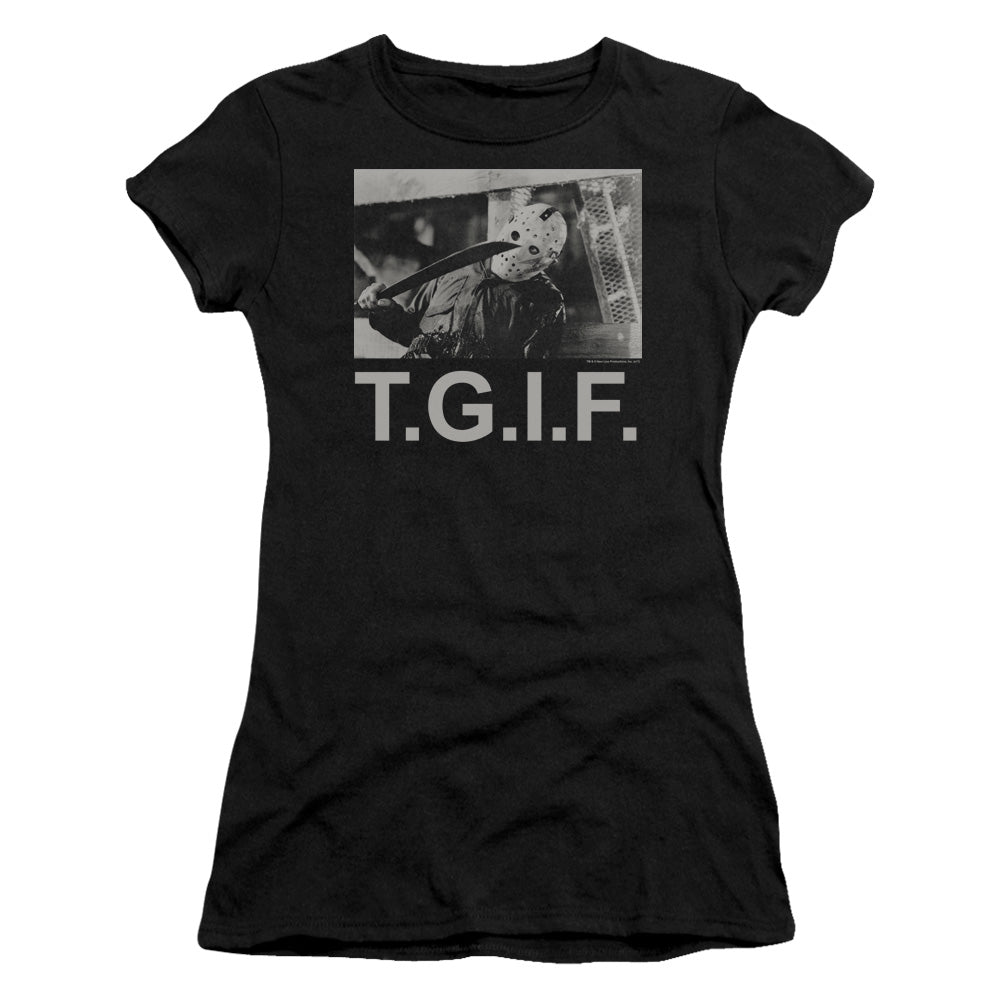 Friday The 13th TGIF Junior Sheer Cap Sleeve Womens T Shirt Black