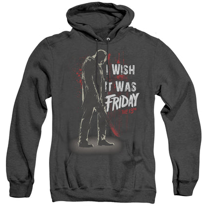 Friday The 13Th I Wish It Was Friday Mens Heather Hoodie Black Officially Licensed
