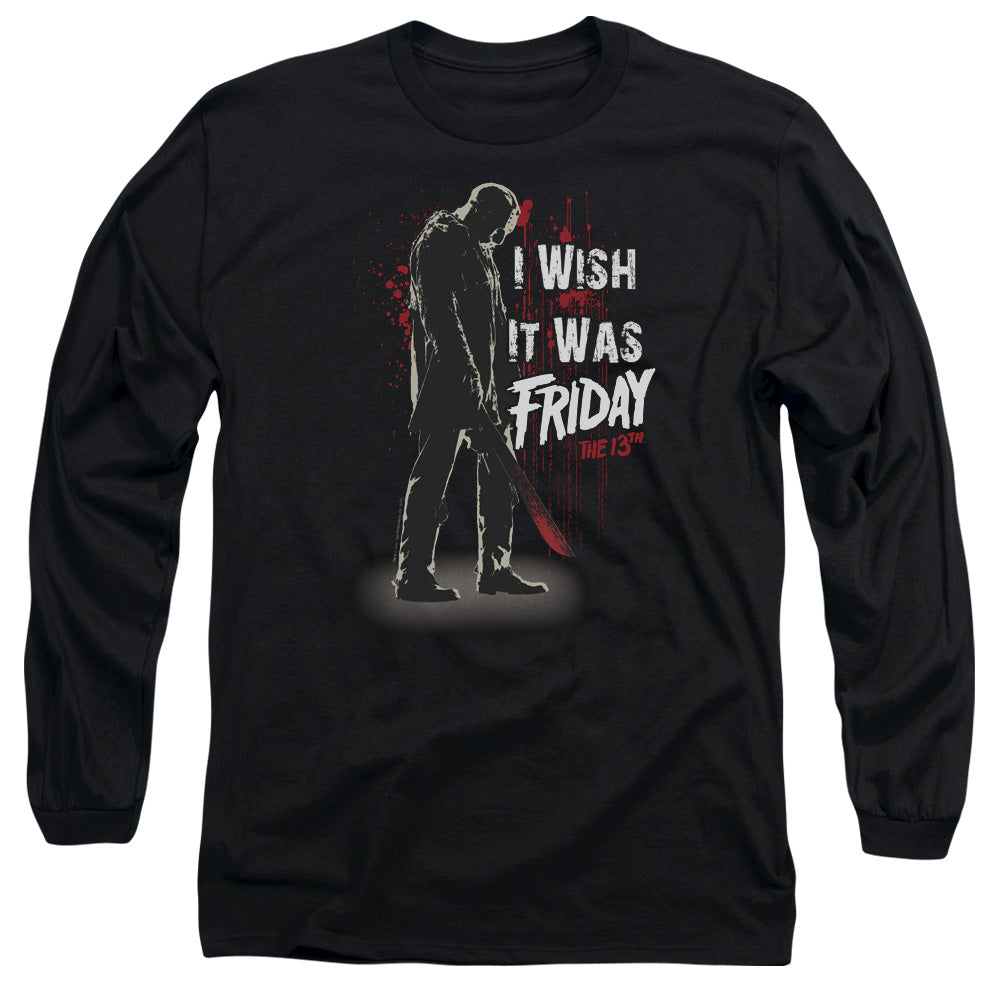 Friday The 13th I Wish It Was Friday Mens Long Sleeve Shirt Black