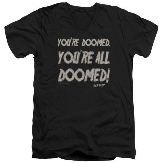 Friday The 13th Doomed Mens Slim Fit V-Neck T Shirt Black
