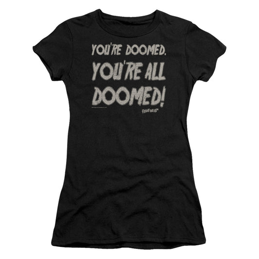 Friday The 13th Doomed Junior Sheer Cap Sleeve Womens T Shirt Black