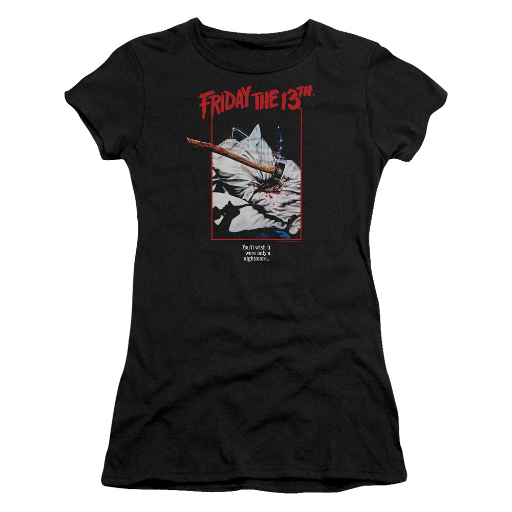 Friday The 13th Axe Poster Junior Sheer Cap Sleeve Womens T Shirt Black