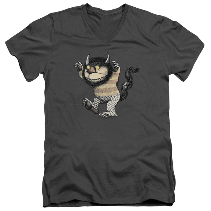 Where The Wild Things Are Carol Mens Slim Fit V-Neck T Shirt Charcoal