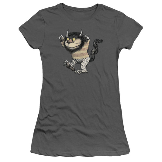 Where The Wild Things Are Carol Junior Sheer Cap Sleeve Womens T Shirt Charcoal