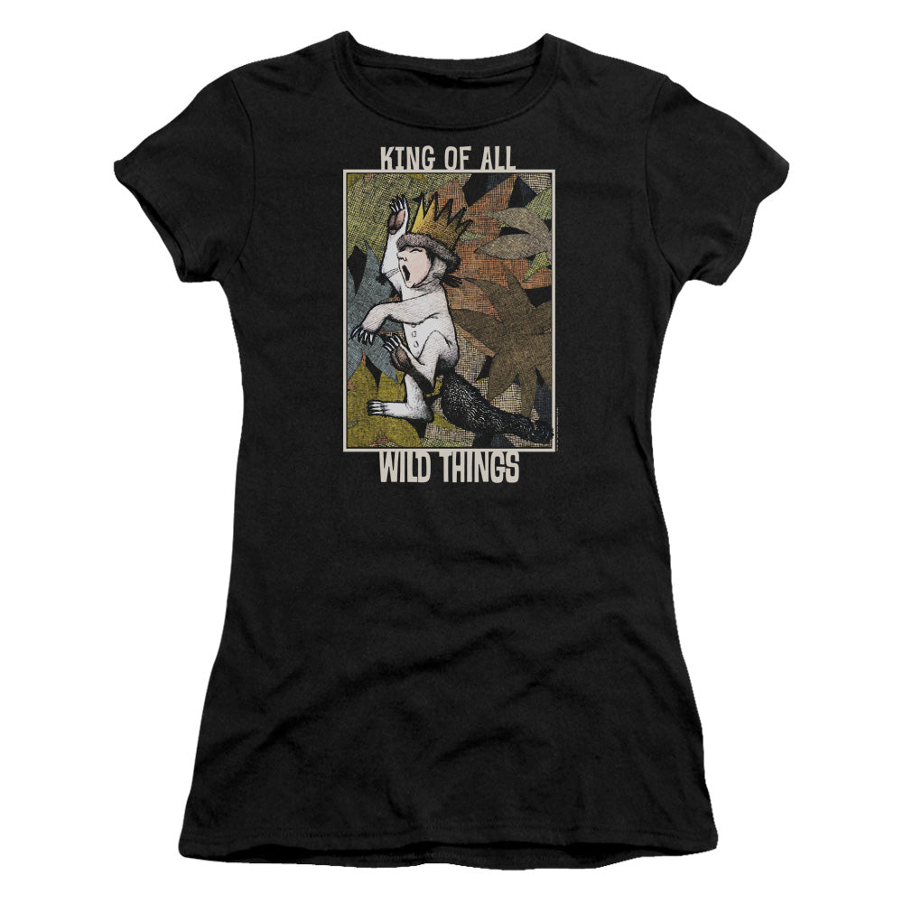 Where The Wild Things Are King Of All Wild Things Junior Sheer Cap Sleeve Womens T Shirt Black