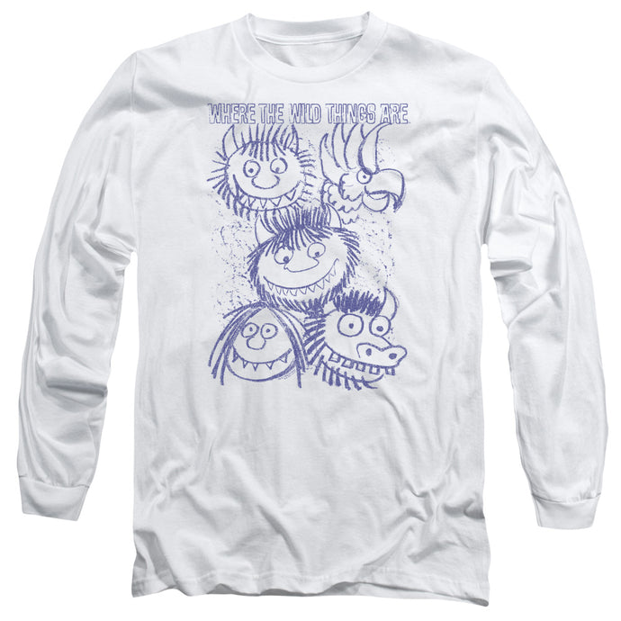 Where The Wild Things Are Wild Sketch Mens Long Sleeve Shirt White