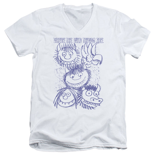 Where The Wild Things Are Wild Sketch Mens Slim Fit V-Neck T Shirt White