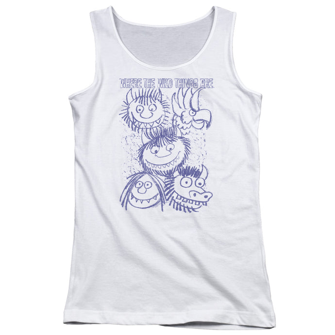 Where The Wild Things Are Wild Sketch Womens Tank Top Shirt White