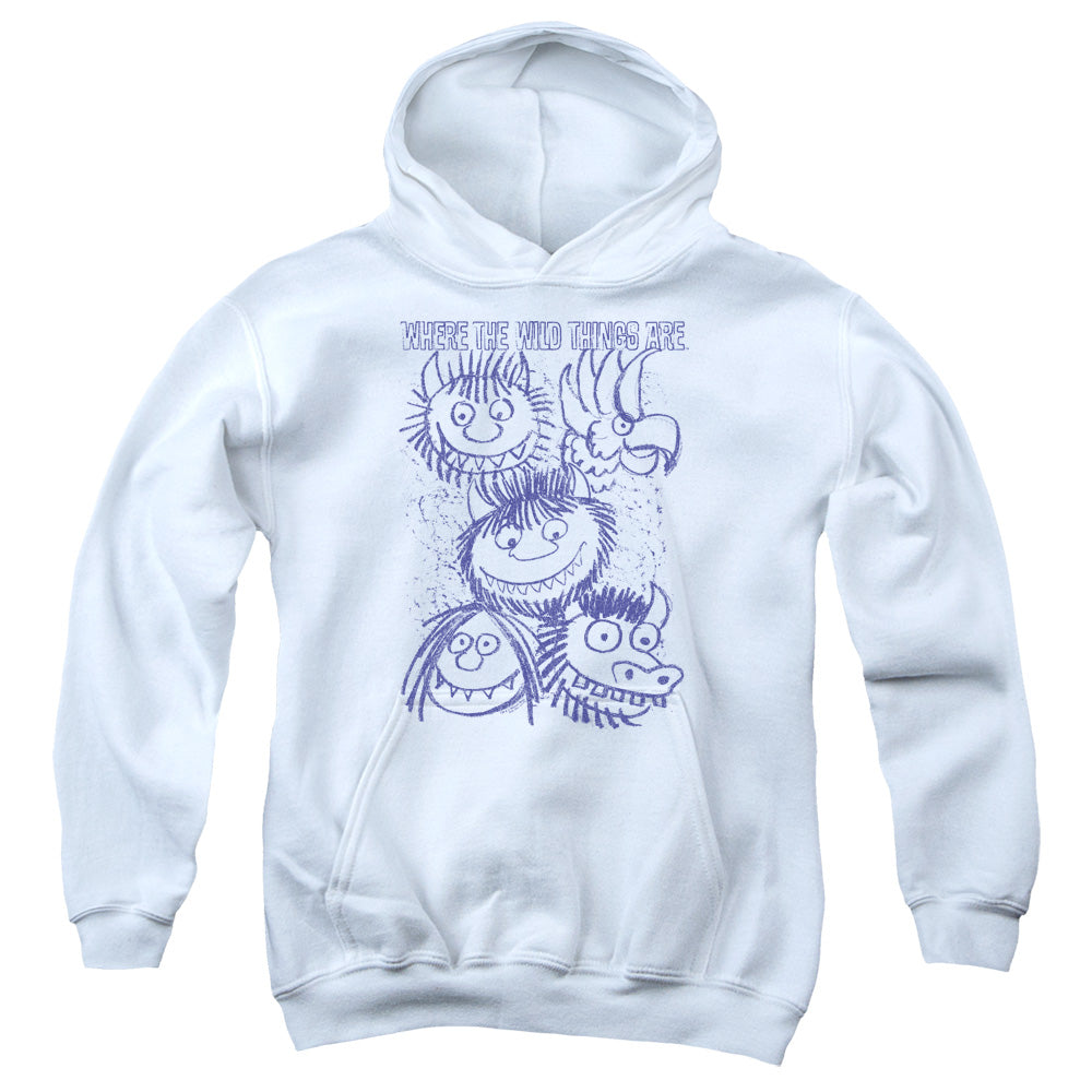 Where The Wild Things Are Wild Sketch Kids Youth Hoodie White
