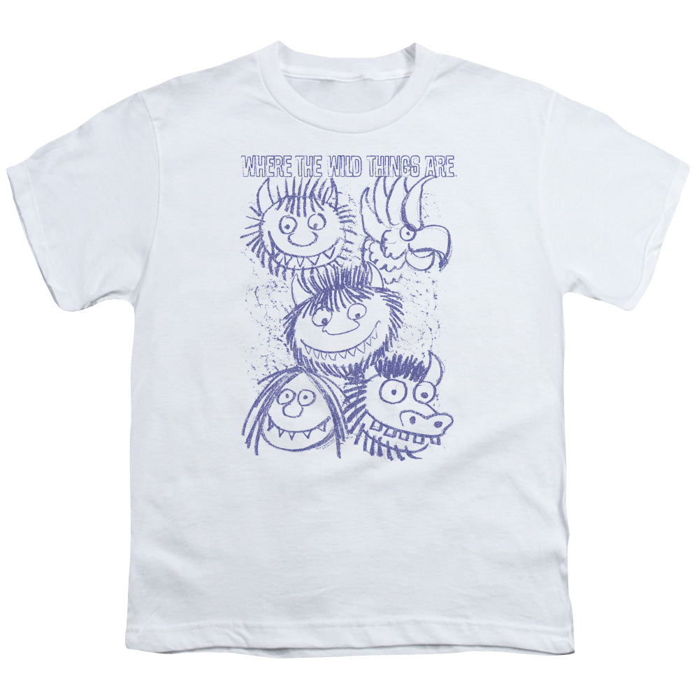 Where The Wild Things Are Wild Sketch Kids Youth T Shirt White