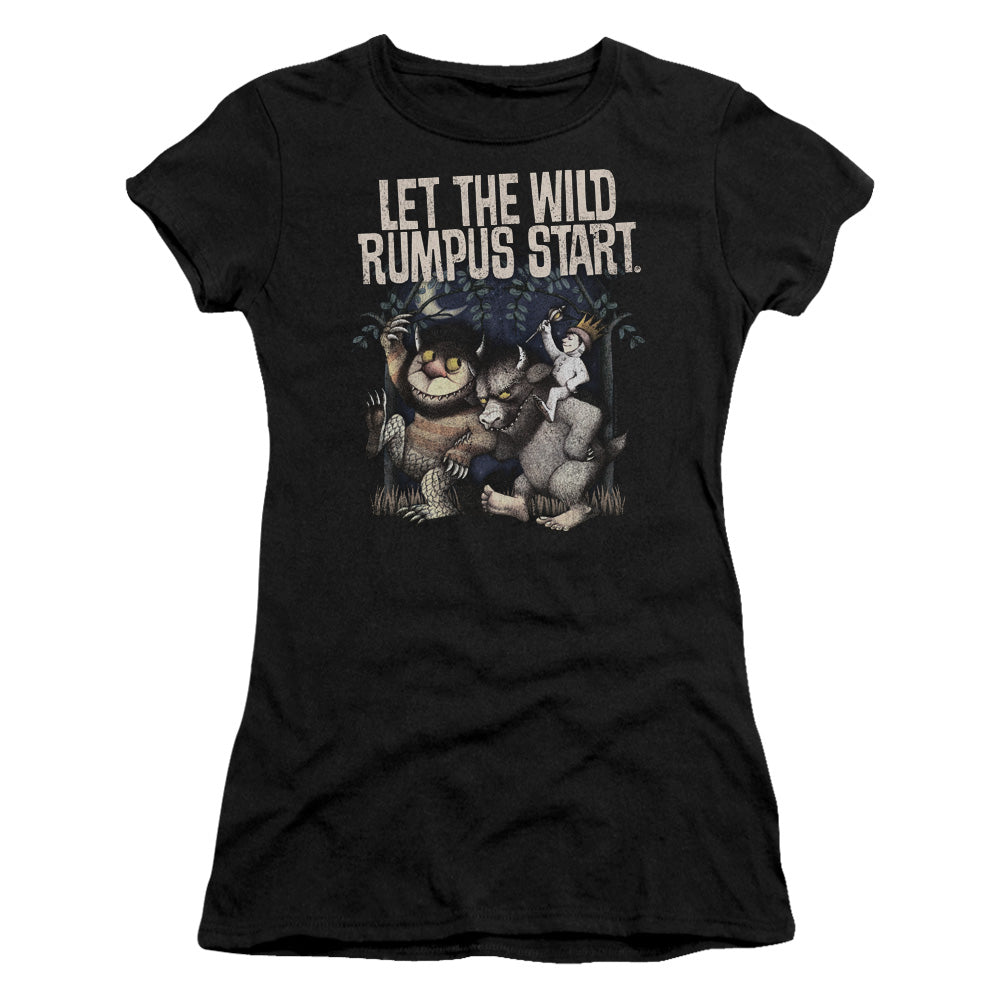 Where The Wild Things Are Wild Rumpus Junior Sheer Cap Sleeve Womens T Shirt Black