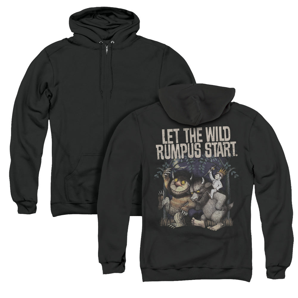 Where The Wild Things Are Wild Rumpus Back Print Zipper Mens Hoodie Black