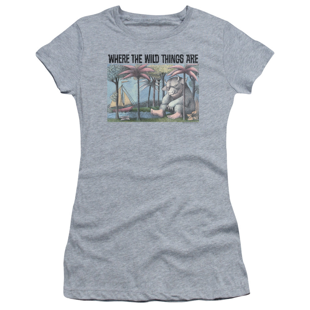 Where The Wild Things Are Cover Art Junior Sheer Cap Sleeve Womens T Shirt Athletic Heather