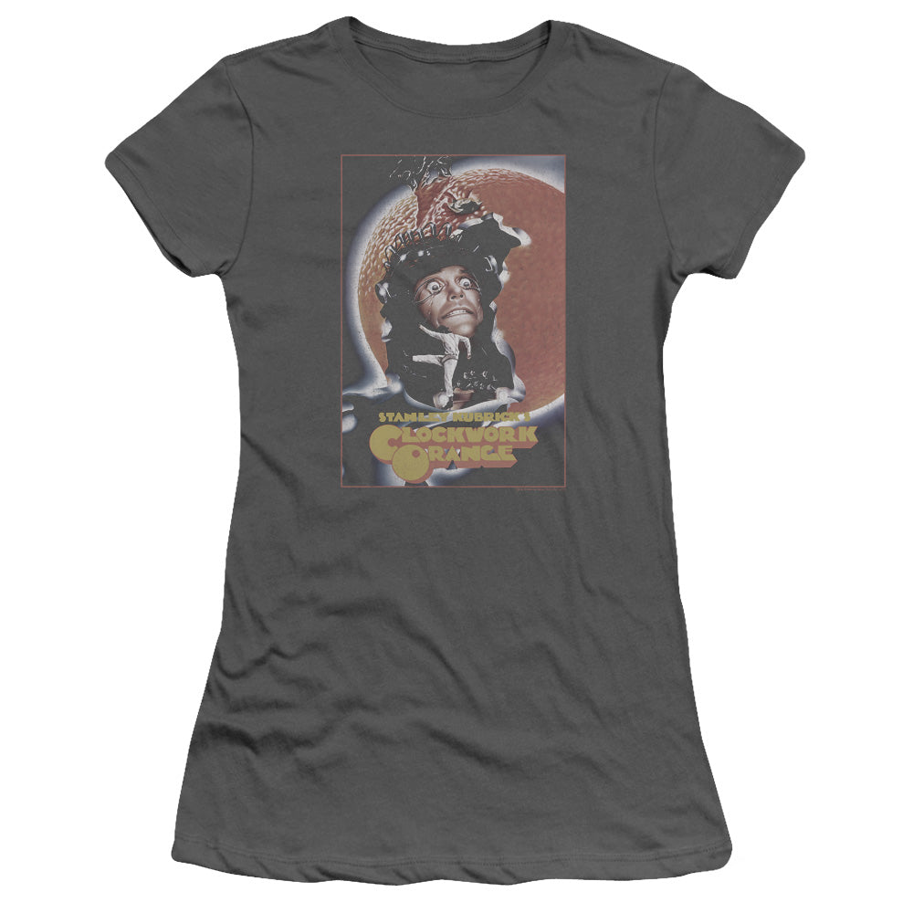 A Clockwork Orange Distressed Poster Junior Sheer Cap Sleeve Womens T Shirt Charcoal