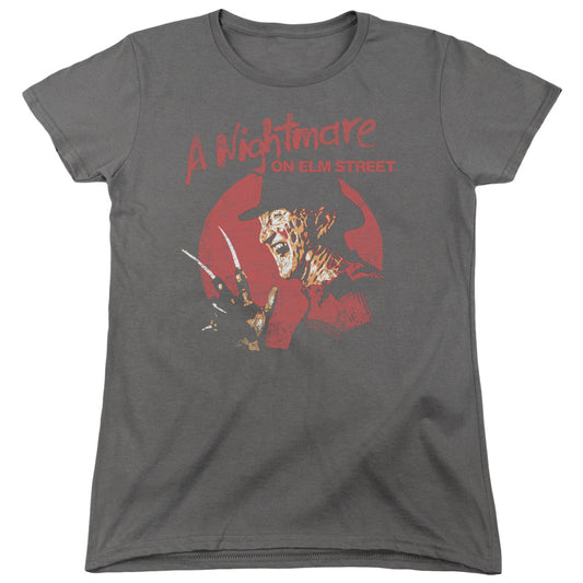 Nightmare On Elm Street Freddy Circle Womens T Shirt Charcoal