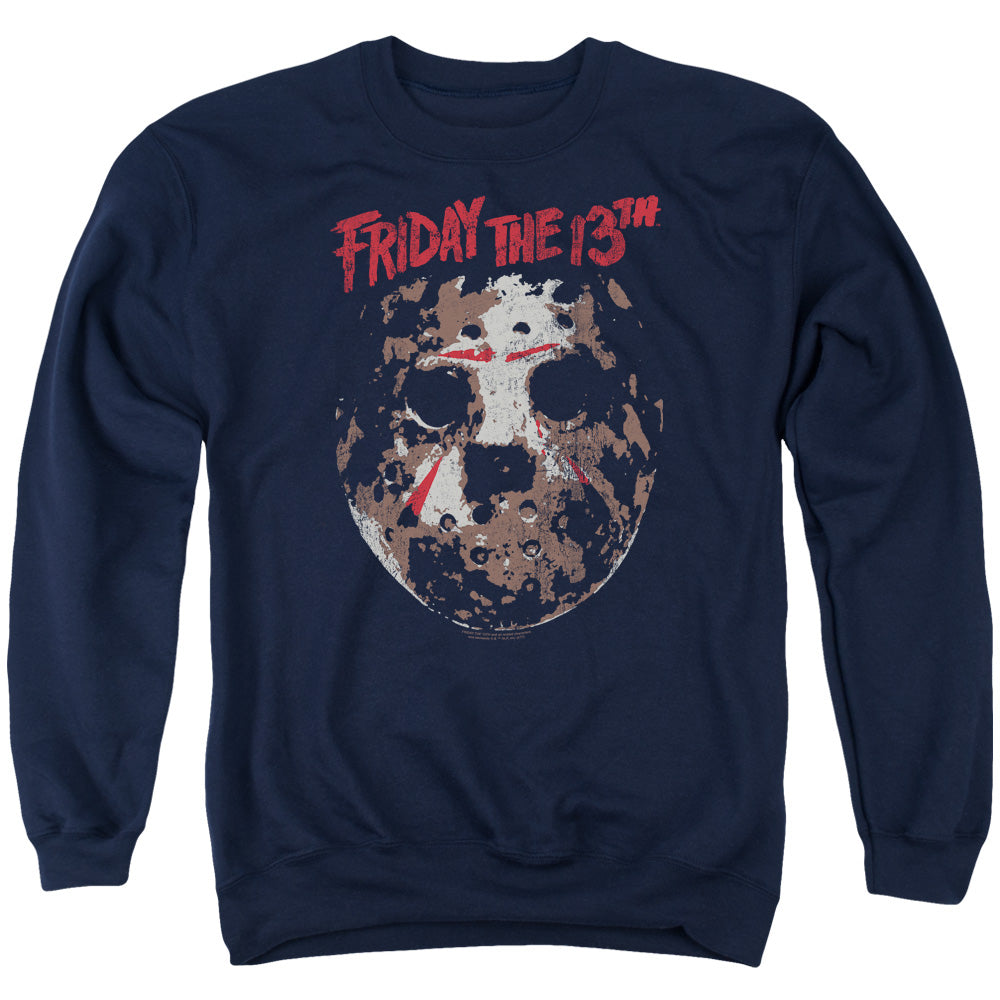 Friday The 13th Rough Mask Mens Crewneck Sweatshirt Navy Blue