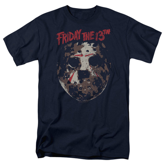 Friday The 13th Rough Mask Mens T Shirt Navy Blue