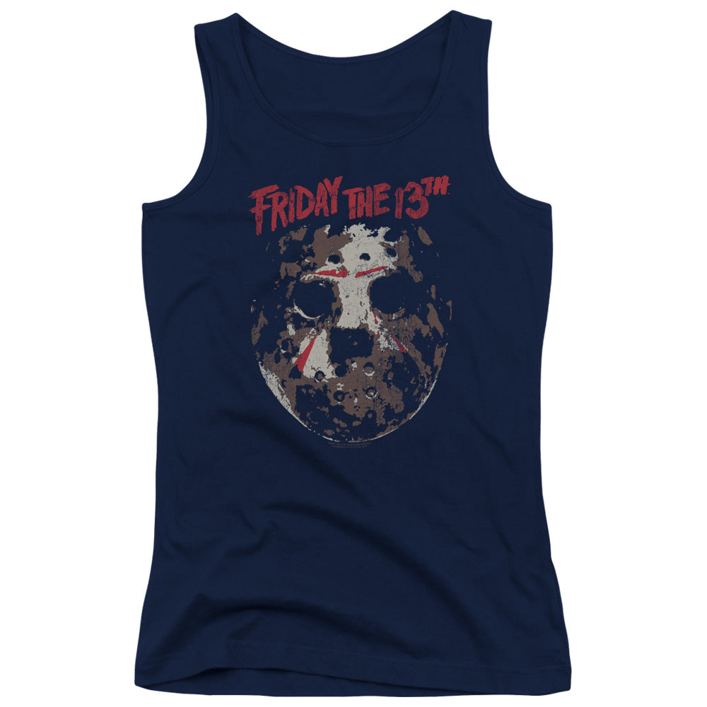 Friday The 13th Rough Mask Womens Tank Top Shirt Navy Blue