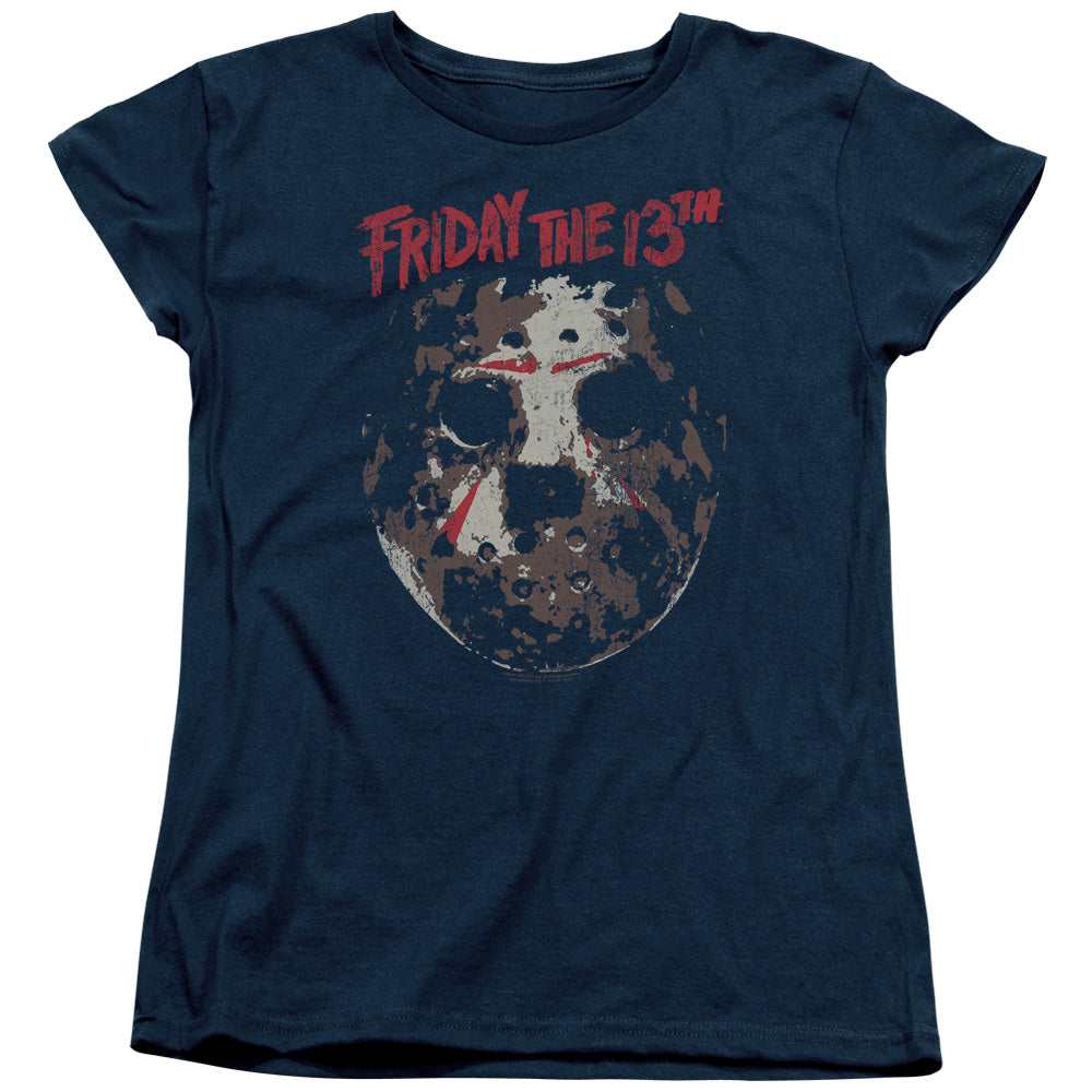 Friday The 13th Rough Mask Womens T Shirt Navy Blue