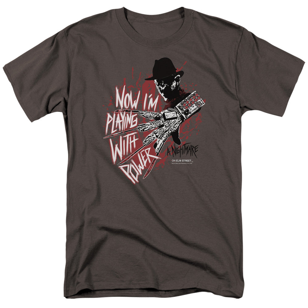 Nightmare On Elm Street Playing With Power Mens T Shirt Charcoal