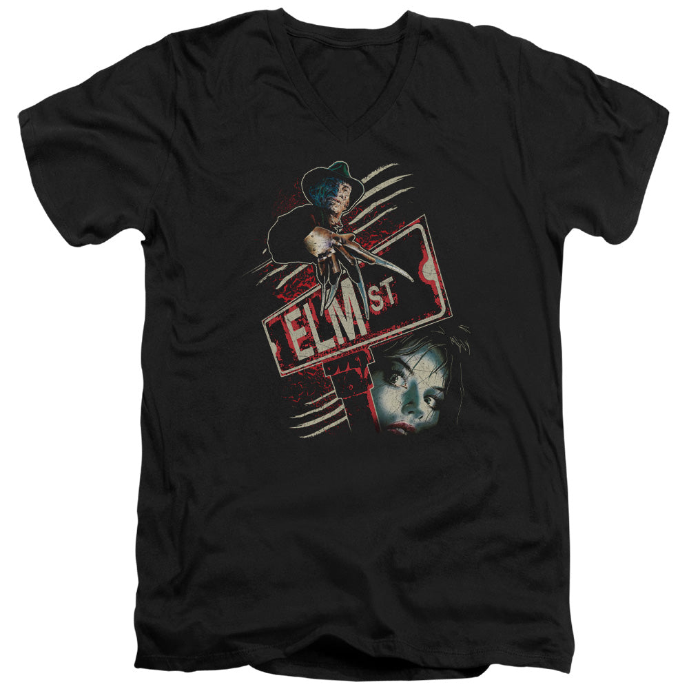 Nightmare On Elm Street Elm St Mens Slim Fit V-Neck T Shirt Black