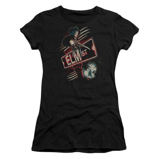 Nightmare On Elm Street Elm St Junior Sheer Cap Sleeve Womens T Shirt Black