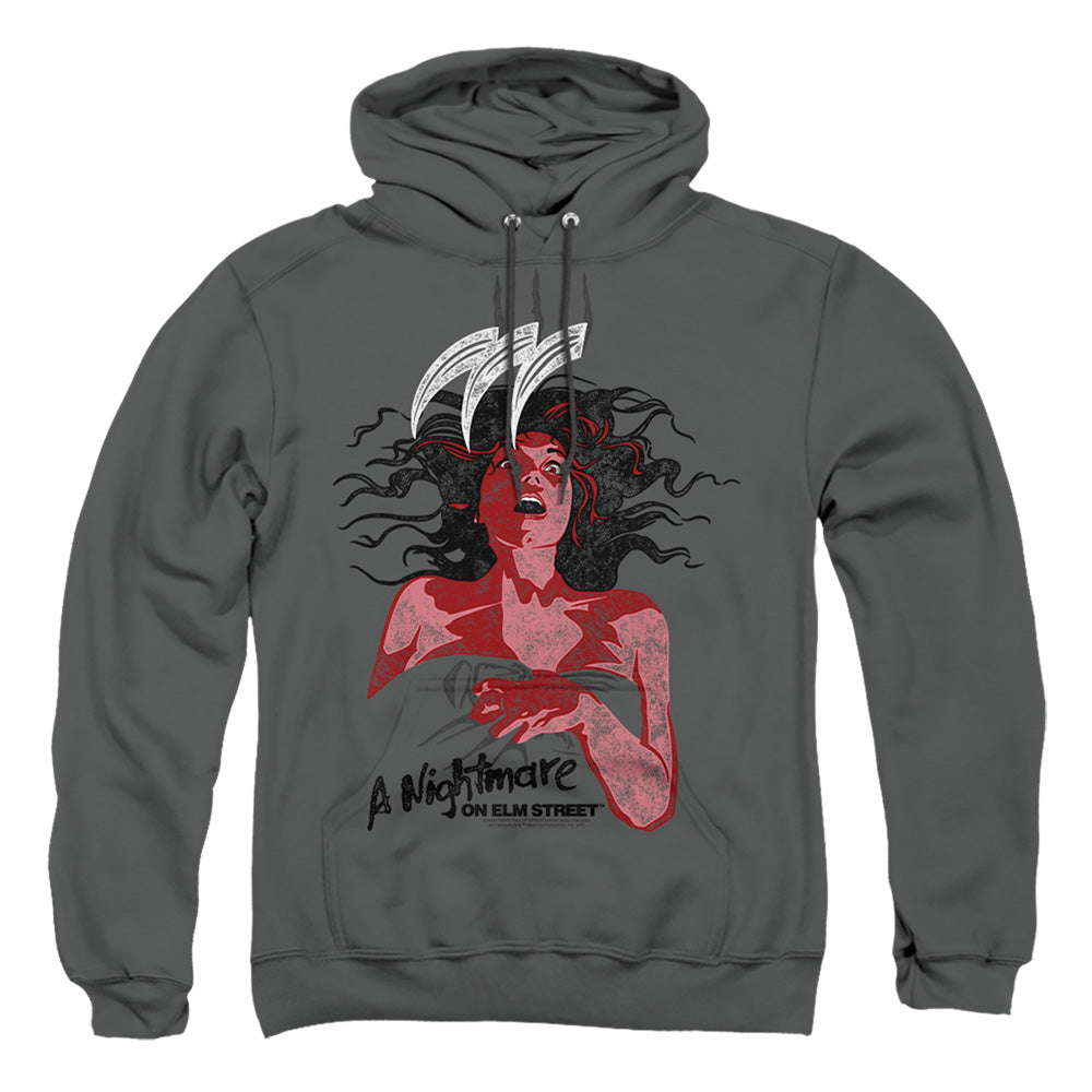 Nightmare On Elm Street Illustrated European Poster Mens Hoodie Charcoal Officially Licensed