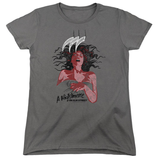 Nightmare On Elm Street Illustrated European Poster Womens T Shirt Charcoal