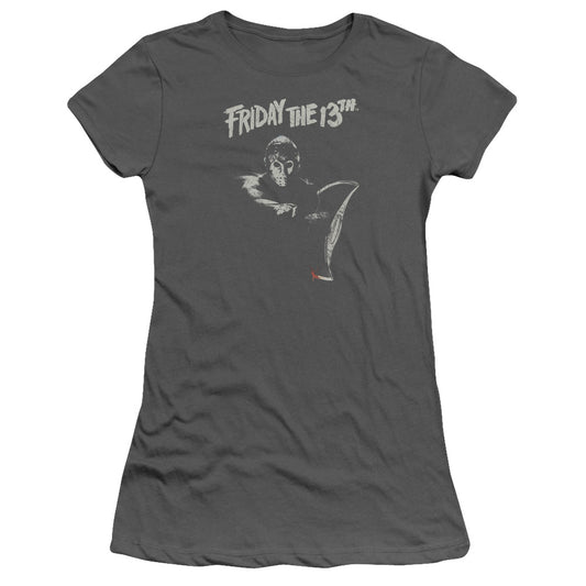 Friday The 13th Ax Junior Sheer Cap Sleeve Womens T Shirt Charcoal